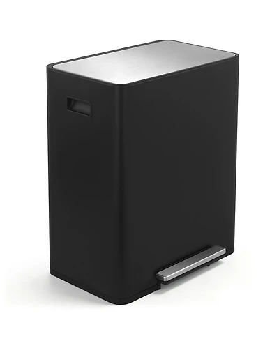 15.6 Gallon Rectangular Stainless Steel Step on With Two 30 Liter Compartments Trash Can