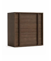 homfan 3-Drawer Red-Brown Storage Cabinet Modern Nightstand with Vertical Handle for Bedroom or Living Room