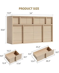 homfan 54" Storage Cabinet 7-Drawer Tv Stand for 65" Tv, Media Console for Living Room or Bedroom