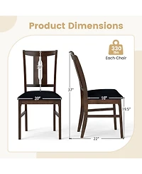 Costway Wooden Dining Chairs Fabric Upholstered Kitchen with High Curved Back