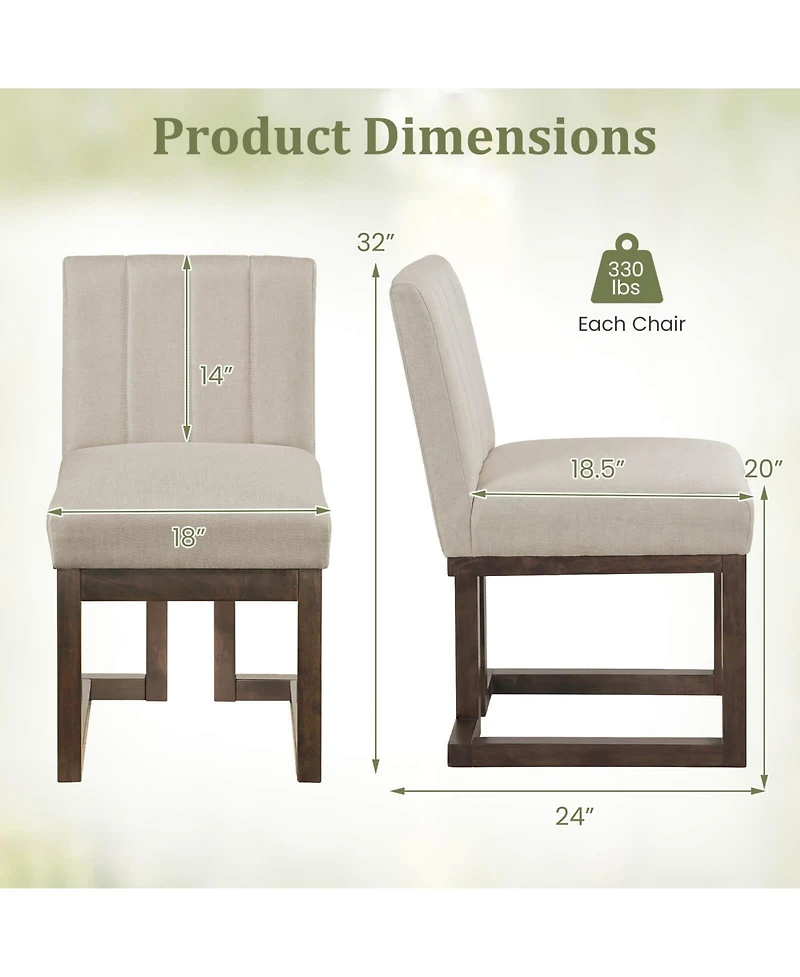 Costway Wooden Dining Chairs Modern Farmhouse Fabric Upholstered Kitchen