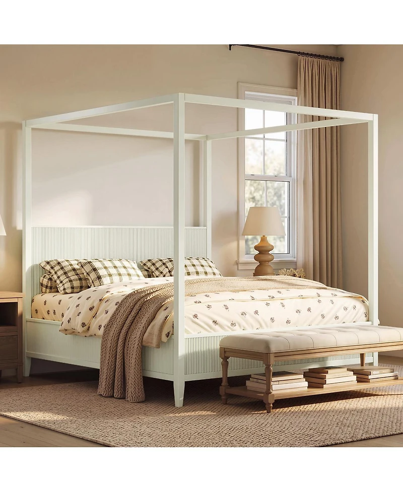 Streamdale Furniture King size Wooden Canopy Platform Bed with Support Slats