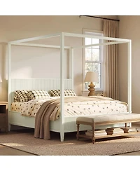 Streamdale Furniture King size Wooden Canopy Platform Bed with Support Slats