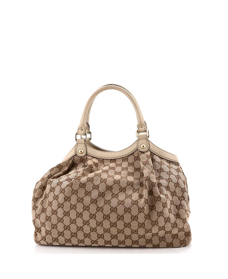 Pre-Owned Gucci Medium Sukey Tote Gg Canvas with Leather