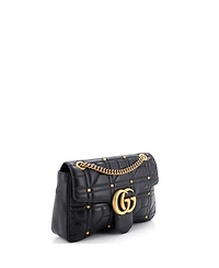 Pre-Owned Gucci Medium Gg Marmont Flap Bag Studded Matelasse Leather