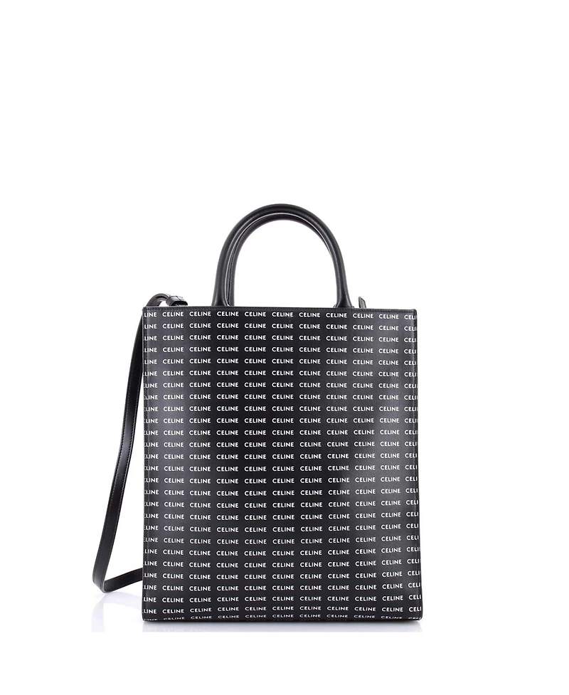 Pre-Owned Celine Small Vertical Cabas Tote All Over Logo Print Leather