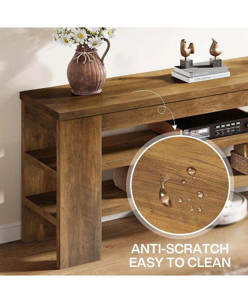 Tribesigns 47" Tv Stand for TVs up to 55 Inches, Farmhouse Entertainment Center with 3-Tier Open Storage Shelves, Media Console Cabinet