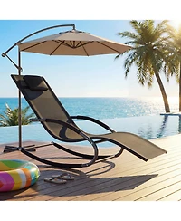 homfan Outdoor Lounge Chairs, Patio Lounger with Breathable Tesla Fabric and 300 Lb Capacity for Poolside or Lawn