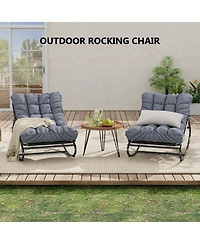 homfan Set of 2 Papasan Rocking Chairs, 30 Inch Oversized Egg Rocking Chair with 450 Lb Capacity for Patio or Living Room