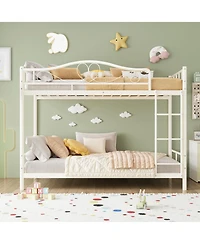 homfan Twin Over Bunk Bed for Kids, Heavy Duty Metal Frame with Safety Guardrail and Ladder, 400 Lbs Capacity, Space-Saving Design