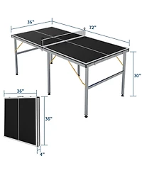 homfan Foldable Table Tennis with Engineered Wood Surface, Iron Frame Indoor Ping Pong for Home Game Room