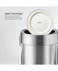Home Zone Living 16 Gallon Stainless Steel Open Top Trash Can with Round Design
