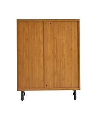Clihome Shoe Cabinet with Shutter Doors, 6-Tier Entryway Adjustable Shelves, Wooden Rack Organizer