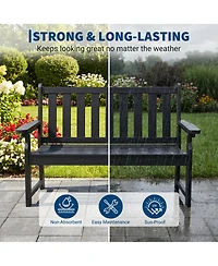 Gaomon Heavy Duty All-Weather Poly Lumber Outdoor Bench for 2, 800lb Capacity Durable Garden and Patio Seating Ideal Lawn, Backyard