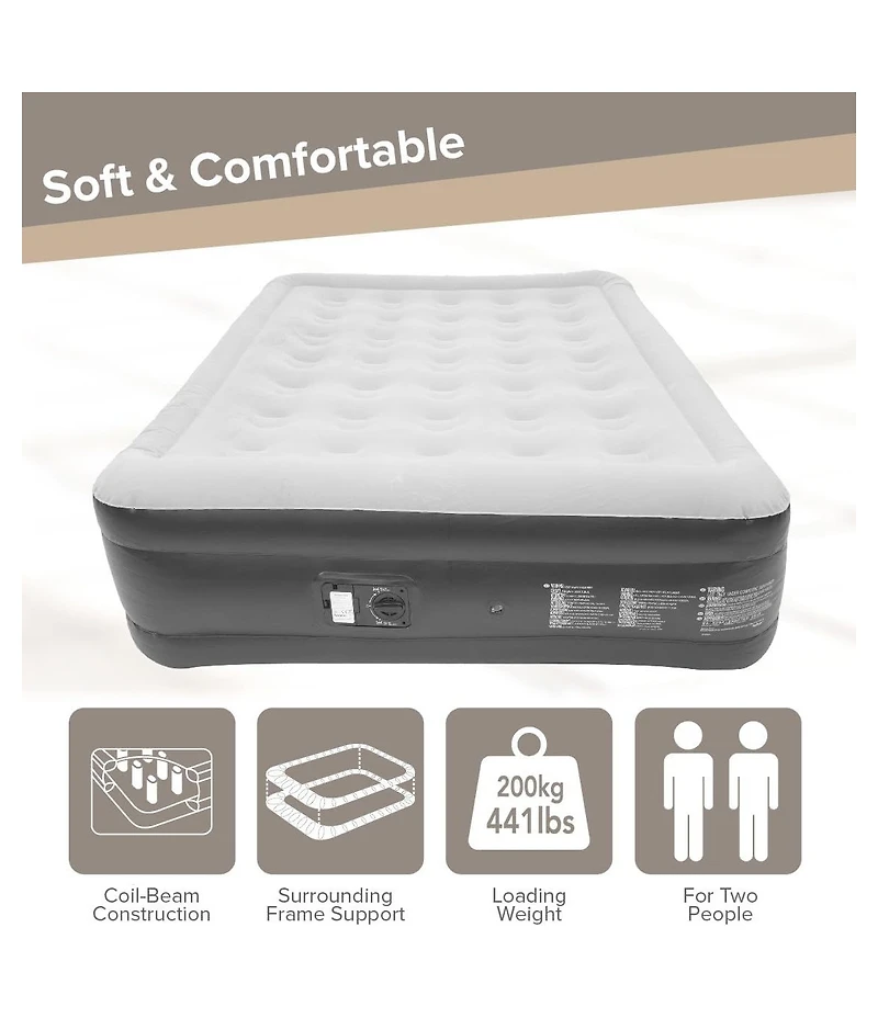 Cowin Inflatable Mattress Queen Air Mattress with Built-in Pump 18" Blow up Mattress Portable Air Bed for Home Guest Camping