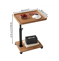 gaomon C Shaped End Table with Wheels, 360degree(s)Swivel Sofa Side Table, Wooden Accent Tv Tray for Living Room and Bedroom, Small Places