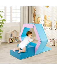 3 Pcs Baby Foam Climbing Blocks with Ball Pit Triangle Stair 100 Ocean Balls