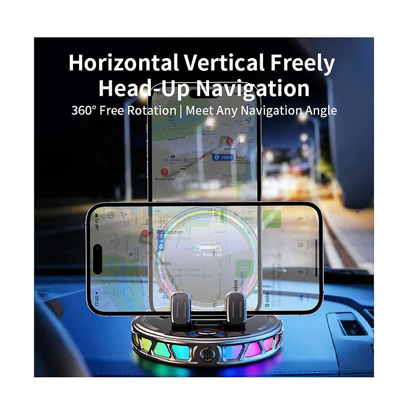 Artudatech 15W Wireless Car Charger - Auto-Clamping, 360degree(s) Rotation and Rgb Light