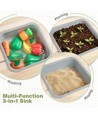 Slickblue Kids Wooden Kitchen Playset with Stoves for Imaginative Role Play Fun