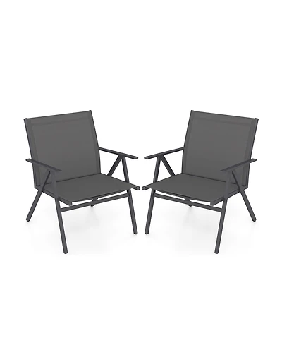 Slickblue Outdoor Seating Chairs Set of 2 with Mesh Fabric and Metal Frame
