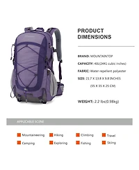 Mountaintop 40 Liter Hiking Backpack Lightweight Travel for Men Women Outdoor Backpacking Camping