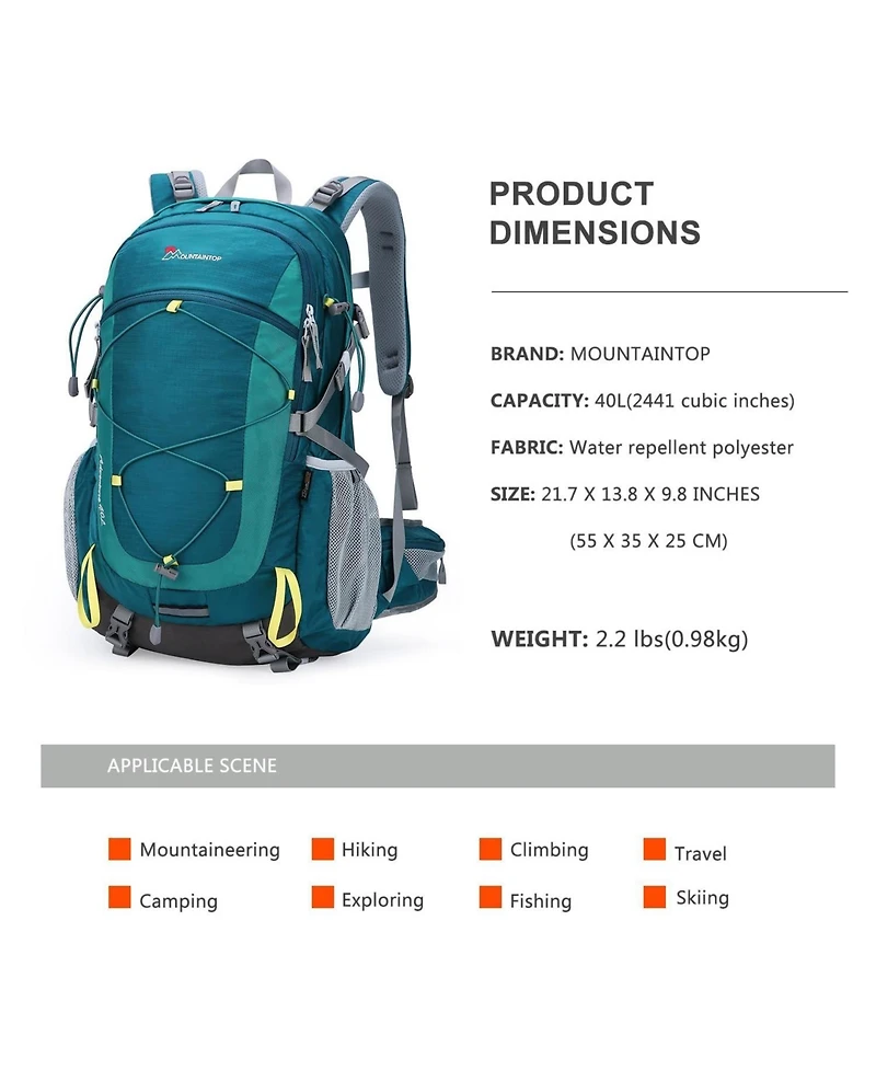Mountaintop 40 Liter Hiking Backpack Lightweight Travel Backpack for Men Women Outdoor Backpacking Camping