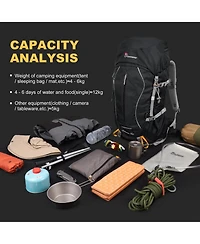 Mountaintop 50 Liter Internal Frame Hiking Backpack with Rain Cover Outdoor Camping Backpack for Men Women