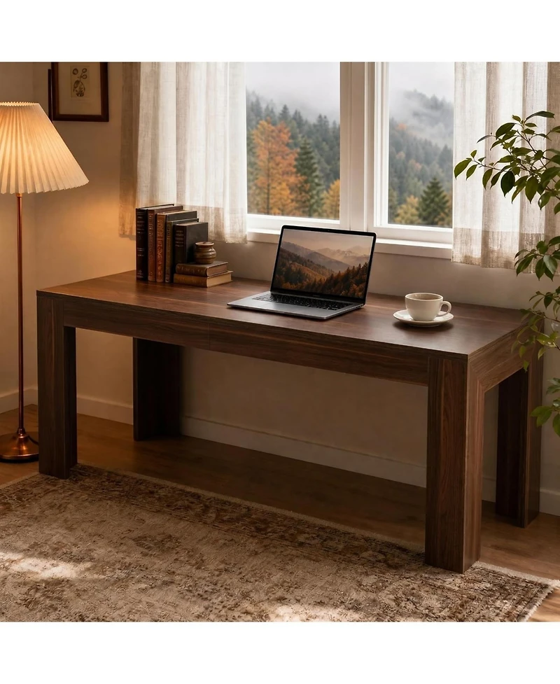 Tribesigns Office Desk with Spacious Tabletop,Wooden Computer Desk with Sturdy Legs and Front Baffle,Modern Workstation for Home Office
