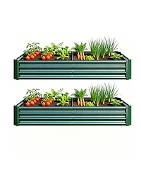 Streamdale Furniture 2PCS Green 6x3x1ft Metal Raised Rectangle Garden Planter Beds