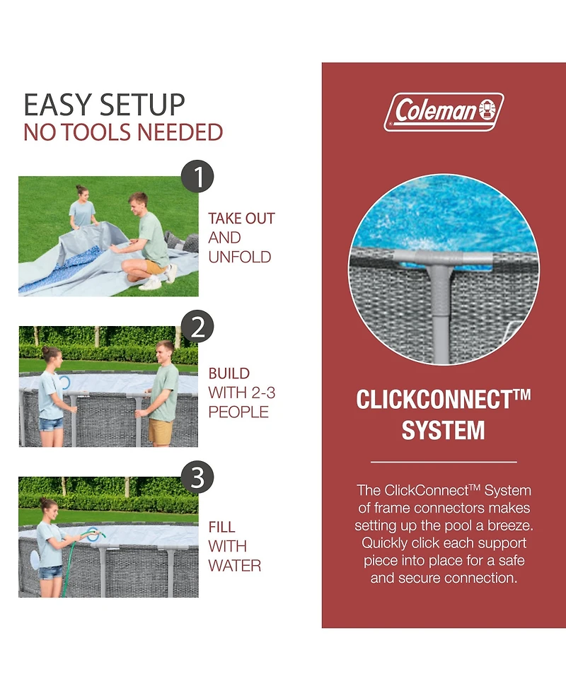Coleman Power Steel Swim Vista Above Ground Swimming Pool Set