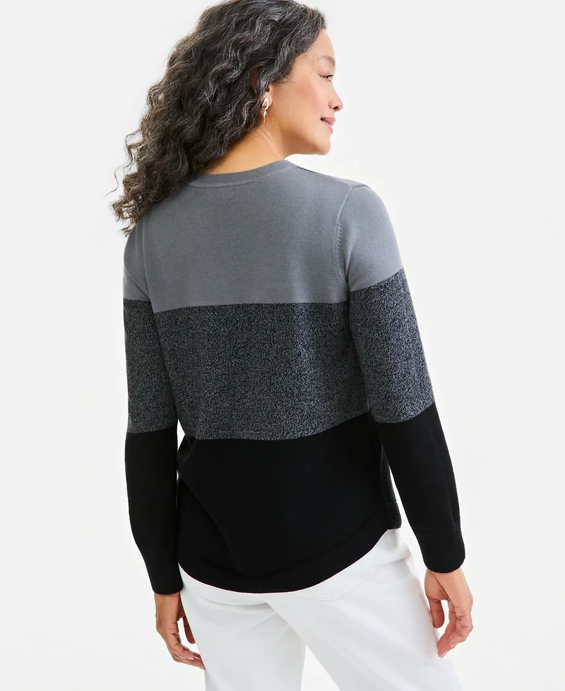 Style & Co Petite Crewneck Cotton Sweater, Macy's Exclusive