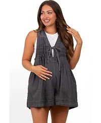 Pinkblush Maternity Deep V-Neck Pleated Front Tie Sleeveless Romper