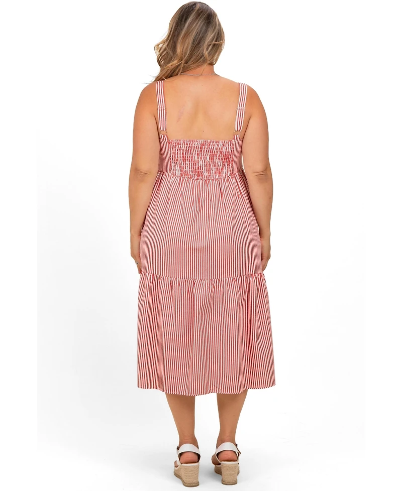 Pinkblush Plus Red Striped Tiered Overall Dress