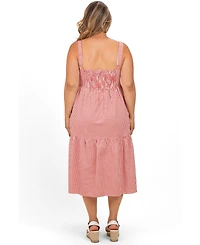 Pinkblush Plus Red Striped Tiered Overall Dress