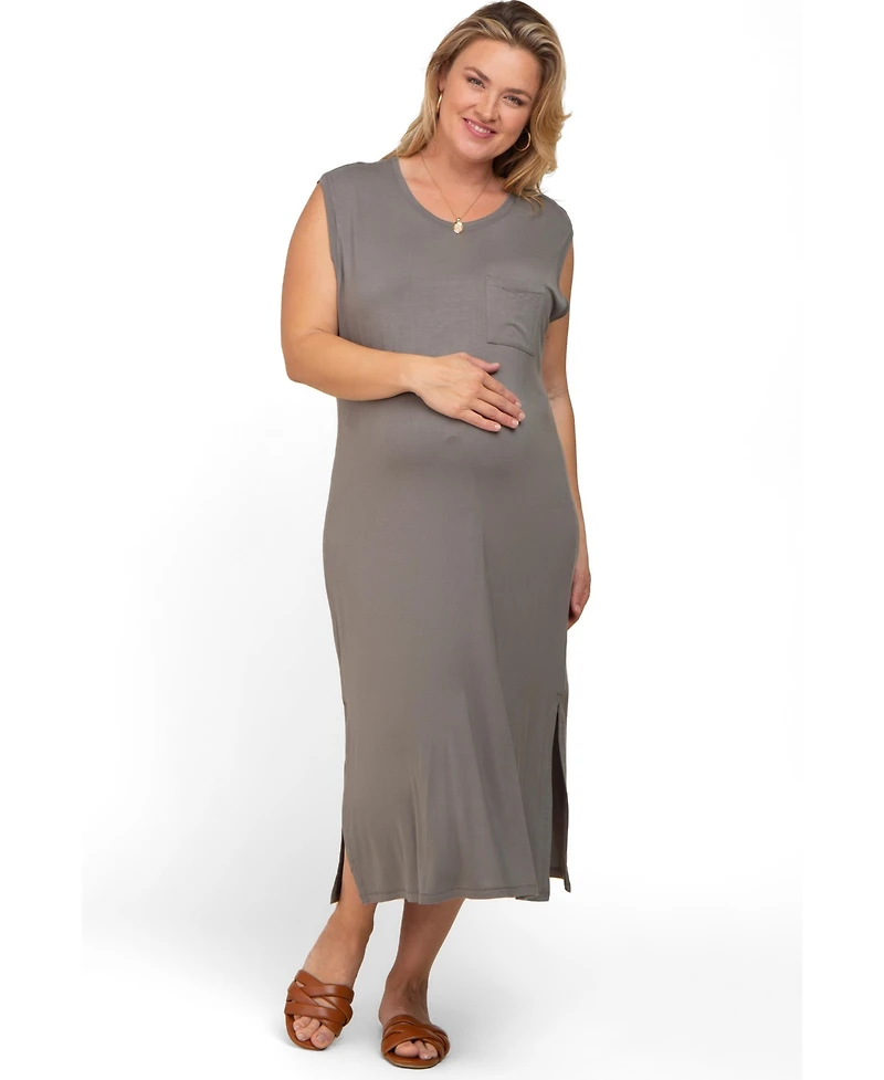 Pinkblush Plus Size Sleeveless Front Pocket Midi Dress