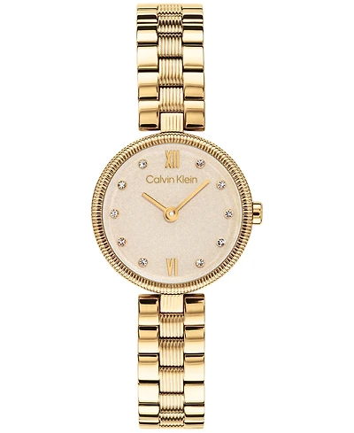 Calvin Klein Women's Gleam Gold-Tone Stainless Steel Bracelet Watch 24mm
