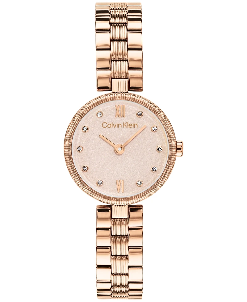 Calvin Klein Women's Gleam Rose Gold Tone Stainless Steel Bracelet Watch 24mm