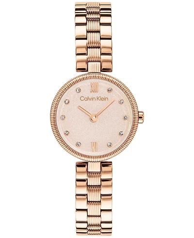 Calvin Klein Women's Gleam Rose Gold Tone Stainless Steel Bracelet Watch 24mm