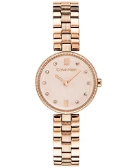 Calvin Klein Women's Gleam Rose Gold Tone Stainless Steel Bracelet Watch 24mm