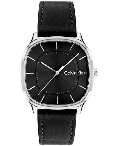 Calvin Klein Men's Ck Shape Black Leather Strap Watch 37mm