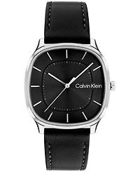 Calvin Klein Men's Ck Shape Black Leather Strap Watch 37mm