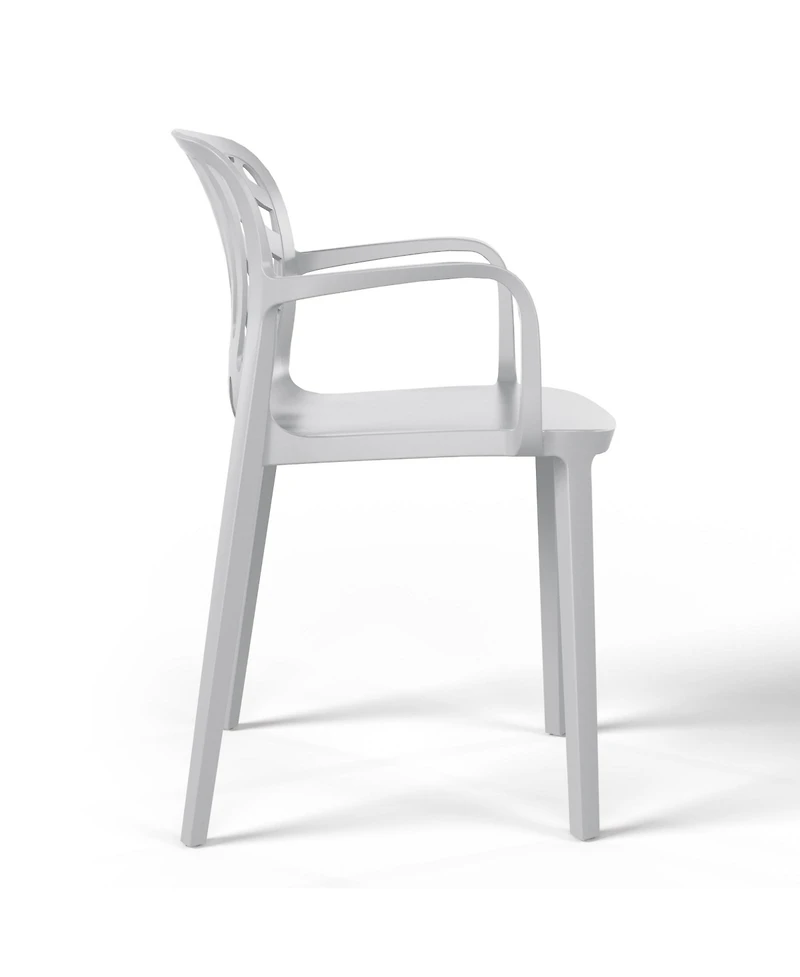 5-Piece Outdoor Square Patio Dining Table Set with Stackable Chairs