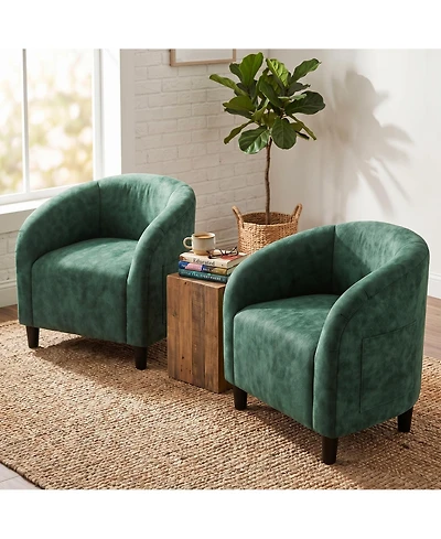Accent Chair Set of 2 Armchair for Living Room Barrel Club Chair with Soft Padded Seat and Sturdy Legs for Bedroom Waiting Room Reception Chairs
