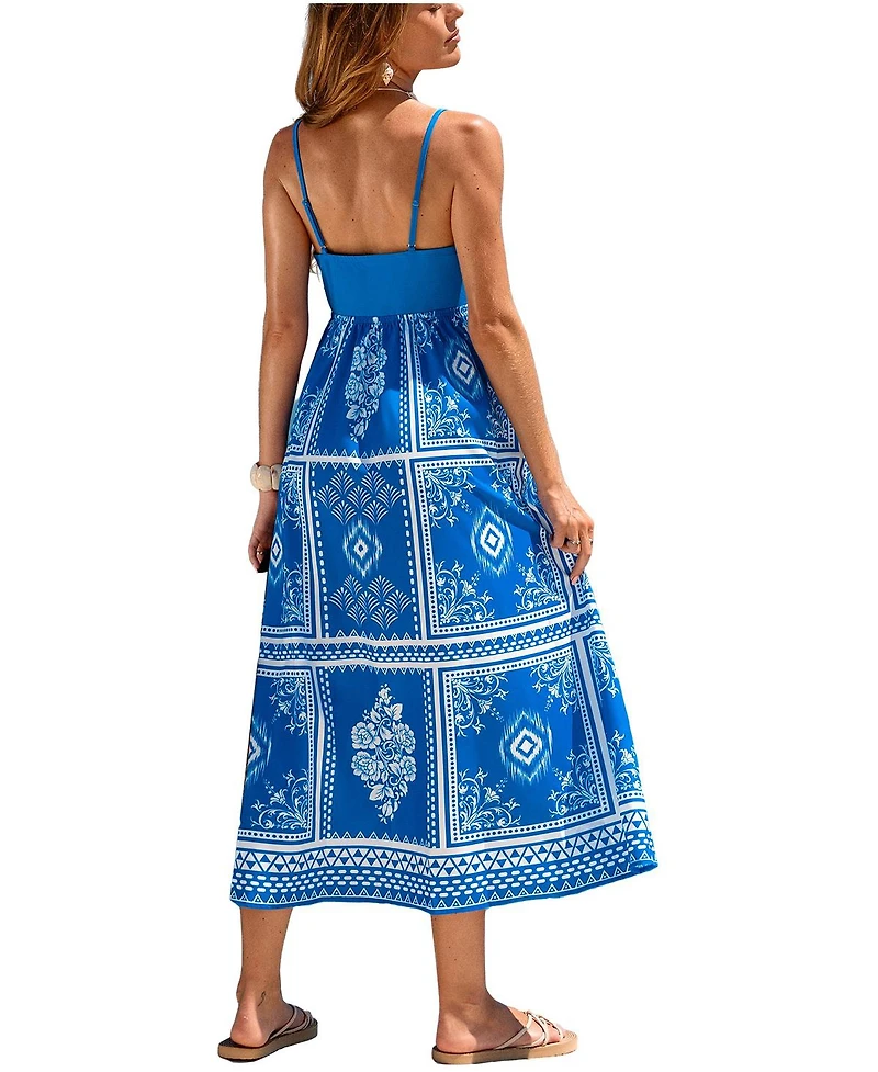 Cupshe Women's Postmarked Patchwork Maxi Beach Dress