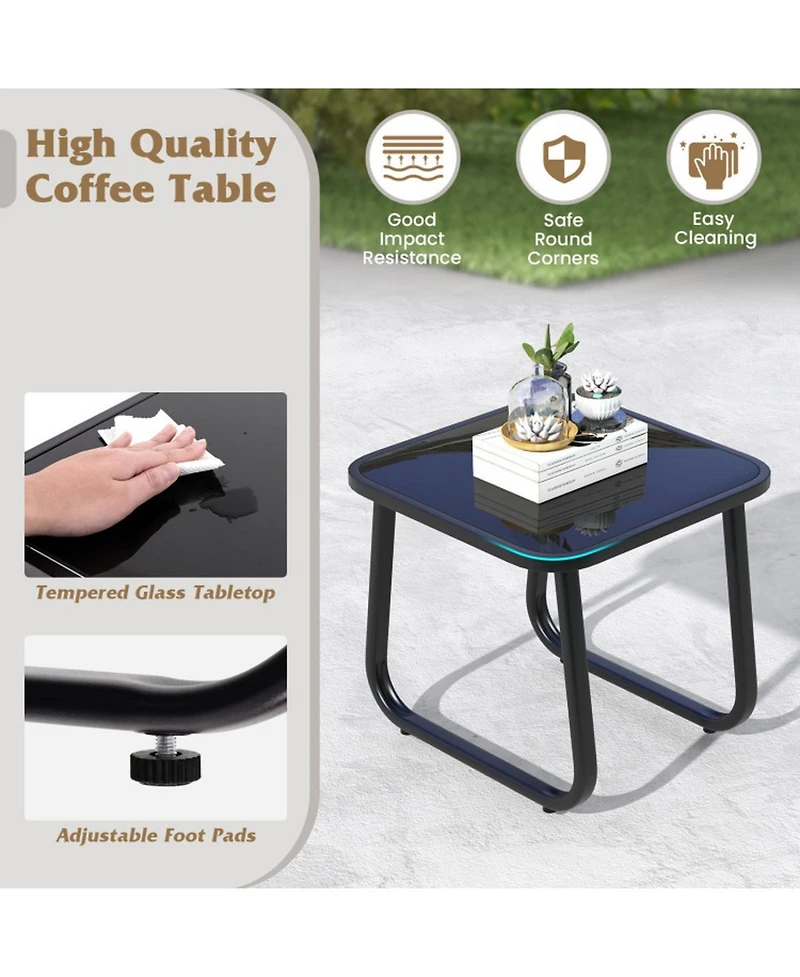 Sugift 2 Rocking Bistro Chairs and Glass-Top Table for Porch Yard Balcony