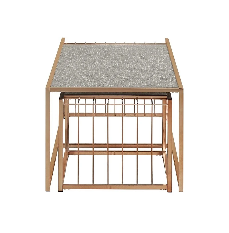 iNSPIRE Q Textured Mirror Top Nesting Coffee Table