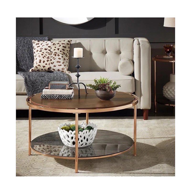 iNSPIRE Q Champagne Coffee Table with Dark Marble Glass Shelf