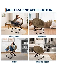 gaomon Oversized Faux Fur Foldable Saucer Chair, Sturdy Metal Frame Lounge Chair for Adults, Comfy Dorm Room Seating