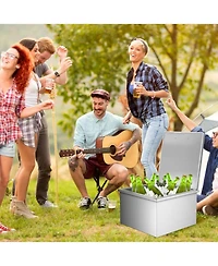 gaomon Drop in Ice Chest, 20" L x 16" W x 13" H Stainless Steel Ice Cooler, Commercial Ice Bin with Hinged Cover, Outdoor Kitchen Ice Bar
