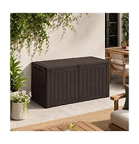 Gouun Waterproof Lockable 120 Gallon Outdoor Deck Box with Bench Seat-Dark